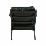 Junior Arm Chair Black Leather Seat Over Wood Base Accent Chairs LOOMLAN By LH Imports