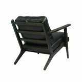 Junior Arm Chair Black Leather Seat Over Wood Base Accent Chairs LOOMLAN By LH Imports