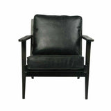 Junior Arm Chair Black Leather Seat Over Wood Base Accent Chairs LOOMLAN By LH Imports