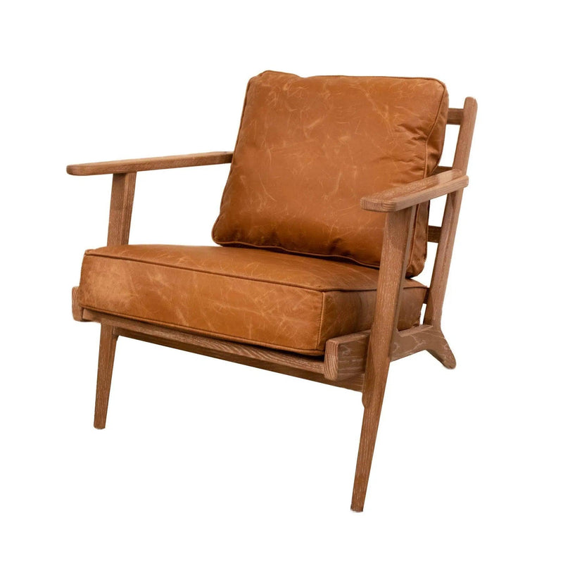 Junior Leather and Wood Brown Arm Chair Club Chairs LOOMLAN By LH Imports