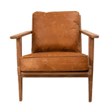 Junior Leather and Wood Brown Arm Chair Club Chairs LOOMLAN By LH Imports