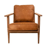 Junior Leather and Wood Brown Arm Chair Club Chairs LOOMLAN By LH Imports