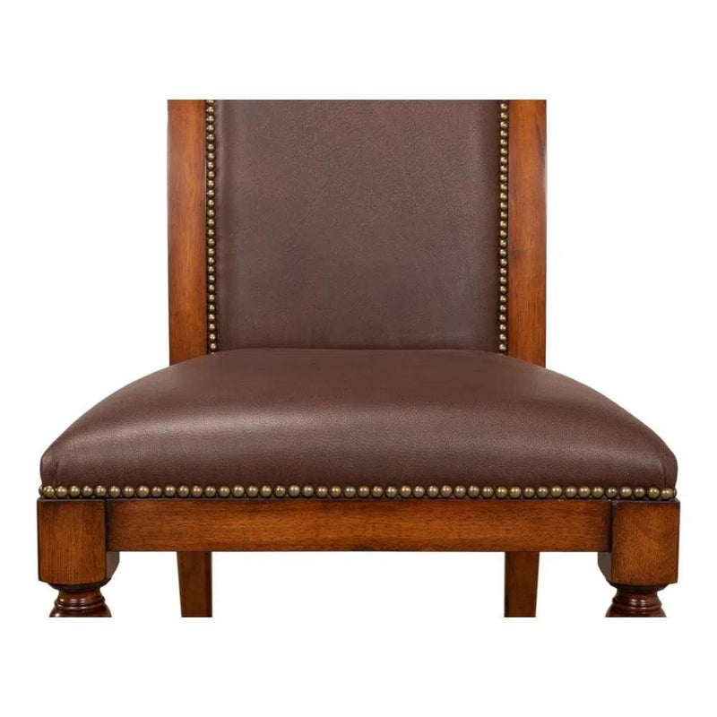 Jupe Side Chair Walnut With Brown Leather Dining Chairs LOOMLAN By Sarreid