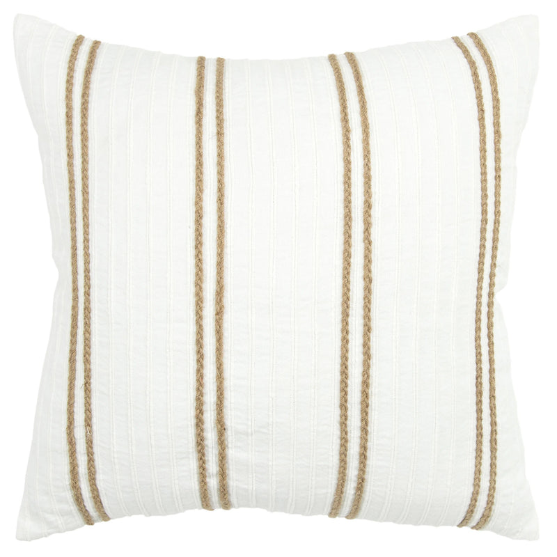 Jute White Throw Pillow With Down Insert Throw Pillows LOOMLAN By LOOMLAN