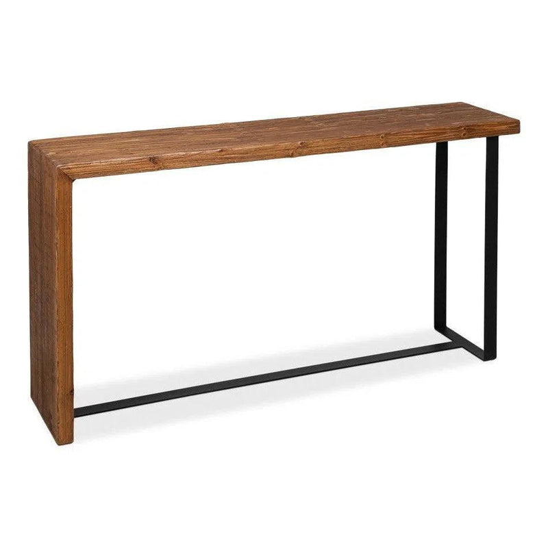 Kai Edge Reclaimed Pine and Iron Brown Rectangular Console Table Console Tables LOOMLAN By Sarreid