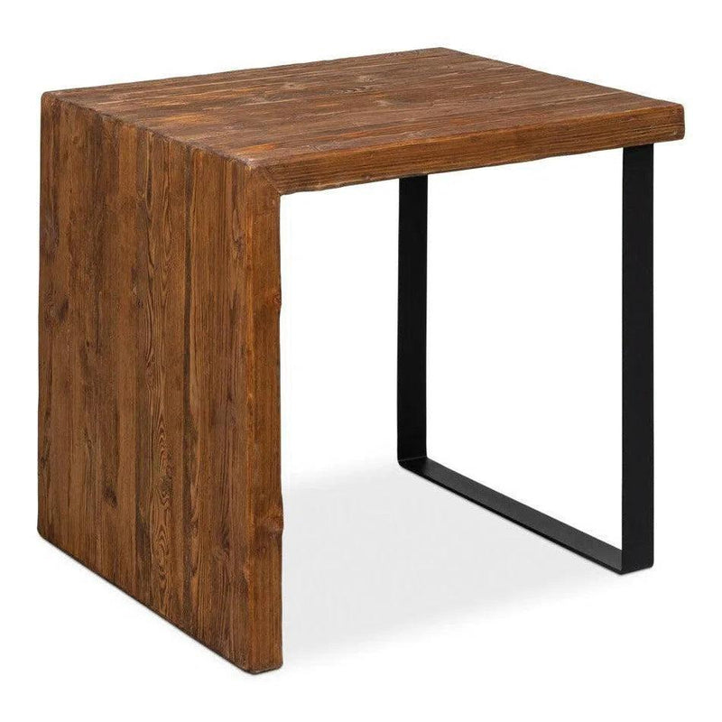 Kai Edge Reclaimed Pine and Iron Brown Rectangular Side Table Side Tables LOOMLAN By Sarreid