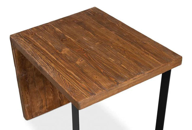 Kai Edge Reclaimed Pine and Iron Brown Rectangular Side Table Side Tables LOOMLAN By Sarreid