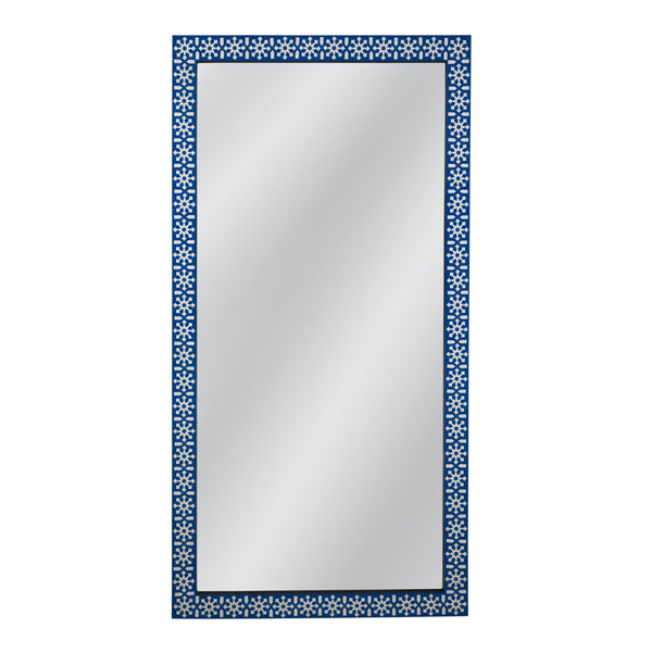 Kamal Bone Blue Vertical Floor Mirror Floor Mirrors LOOMLAN By Bassett Mirror