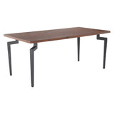 Kani Wood and Steel Walnut Rectangular Dining Table Dining Tables LOOMLAN By Zuo Modern