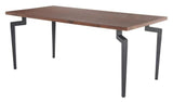 Kani Wood and Steel Walnut Rectangular Dining Table Dining Tables LOOMLAN By Zuo Modern