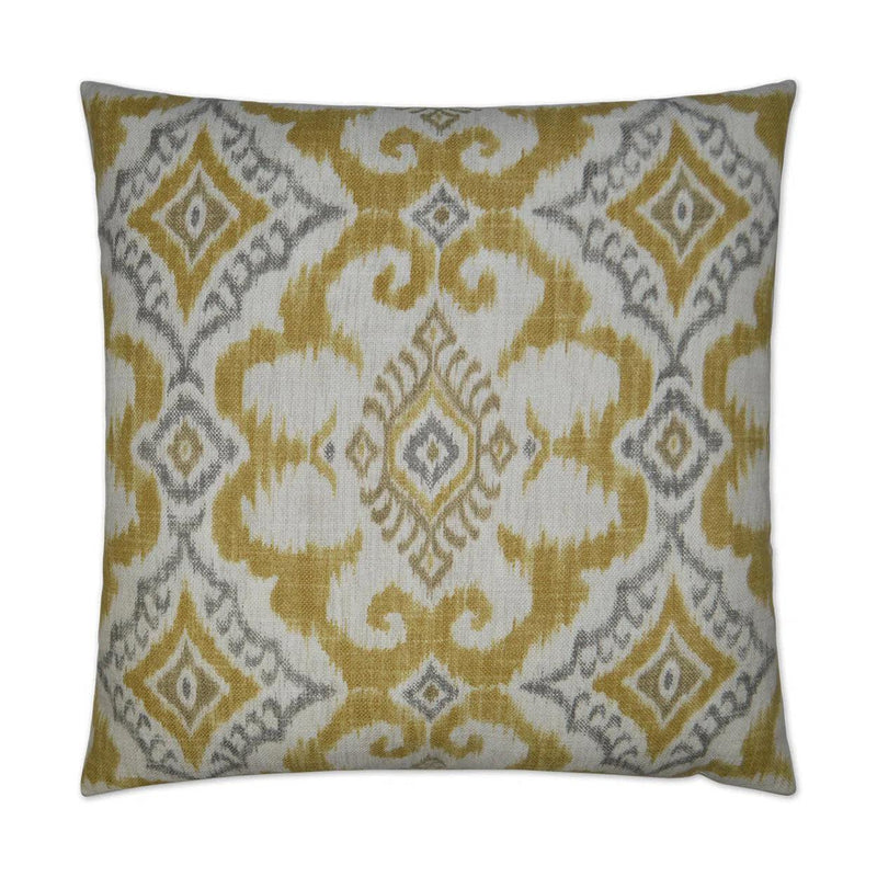 Kantha Yellow Throw Pillow With Insert Throw Pillows LOOMLAN By D.V. Kap