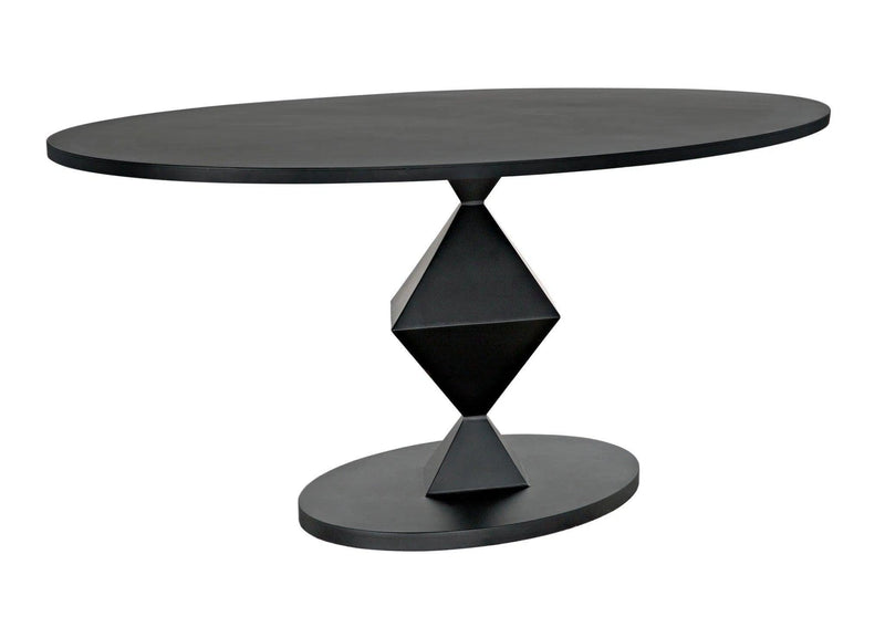 Katana Oval Dining Table, Black Metal Dining Tables LOOMLAN By Noir