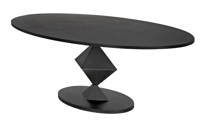 Katana Oval Dining Table, Black Metal Dining Tables LOOMLAN By Noir