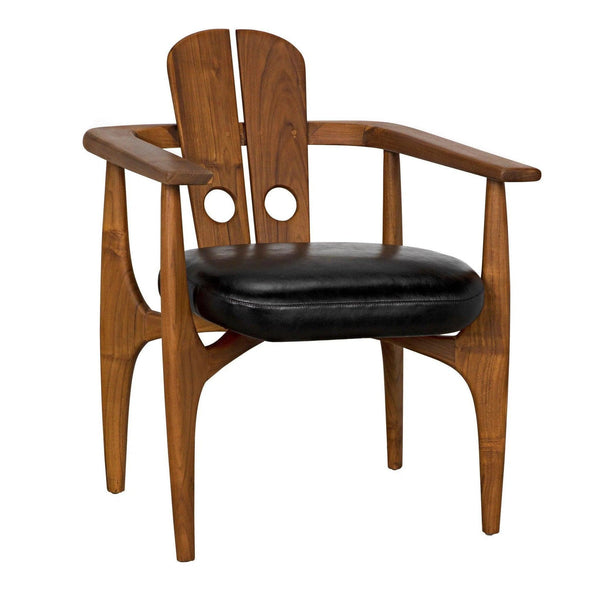 Kato Chair, Teak with Leather Dining Chairs LOOMLAN By Noir