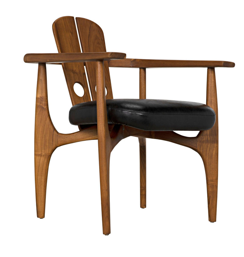 Kato Chair, Teak with Leather Dining Chairs LOOMLAN By Noir