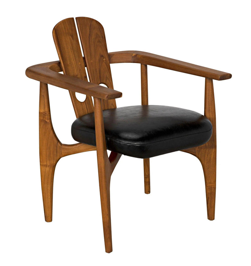 Kato Chair, Teak with Leather Dining Chairs LOOMLAN By Noir