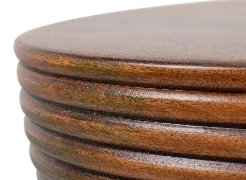 Kayan Mango Wood Brown Round End Table Side Tables LOOMLAN By Sarreid