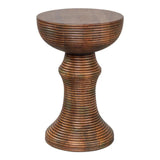 Kayan Mango Wood Brown Round End Table Side Tables LOOMLAN By Sarreid