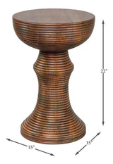 Kayan Mango Wood Brown Round End Table Side Tables LOOMLAN By Sarreid