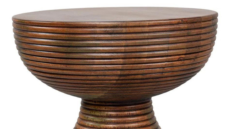 Kayan Mango Wood Brown Round End Table Side Tables LOOMLAN By Sarreid