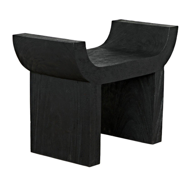 Kazuo Stool Black Wood Footstool Poufs and Stools LOOMLAN By Noir