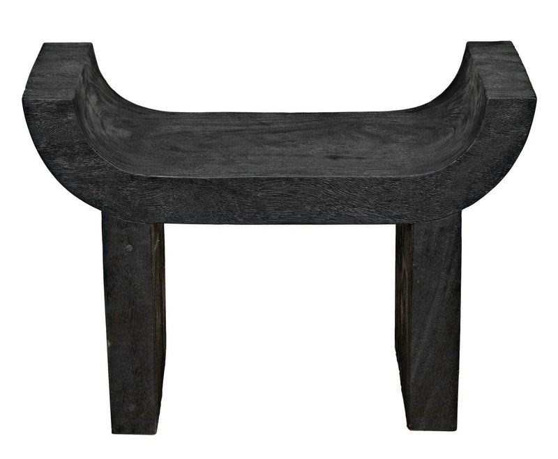 Kazuo Stool Black Wood Footstool Poufs and Stools LOOMLAN By Noir