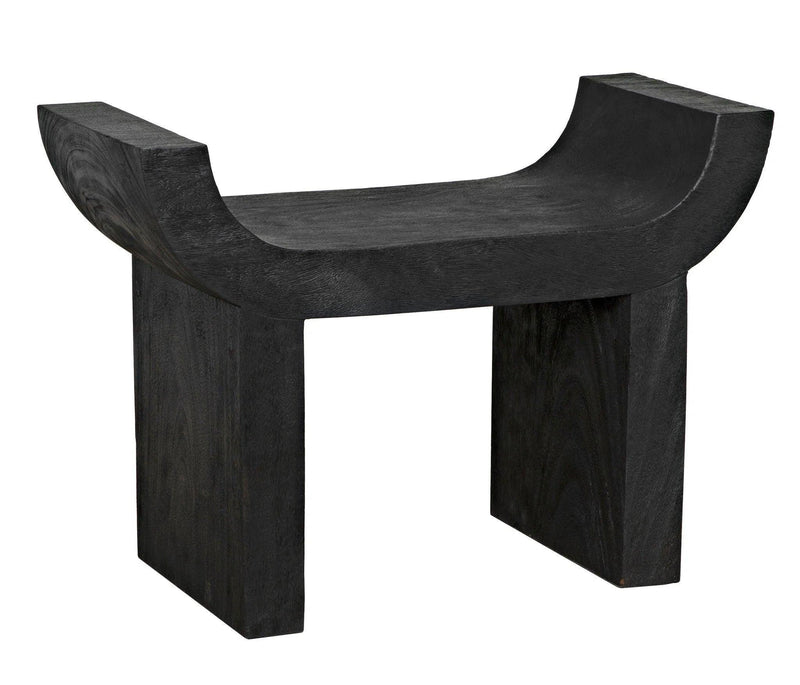 Kazuo Stool Black Wood Footstool Poufs and Stools LOOMLAN By Noir