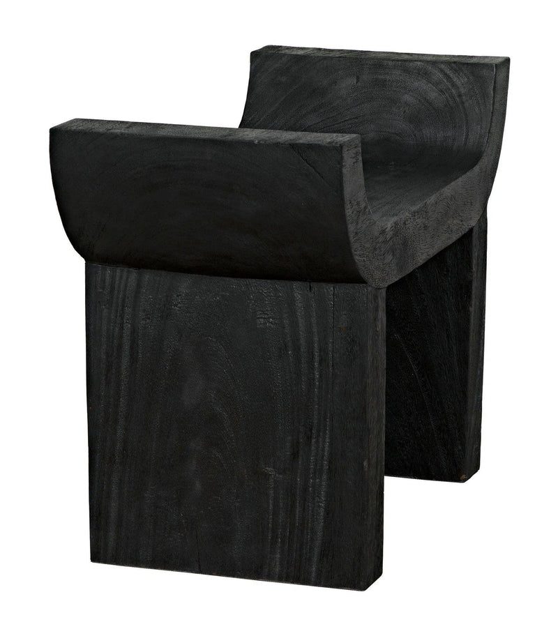 Kazuo Stool Black Wood Footstool Poufs and Stools LOOMLAN By Noir