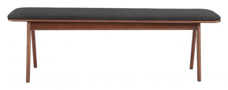 Kazwali Wood Black and Walnut Bench Dining Benches LOOMLAN By Zuo Modern