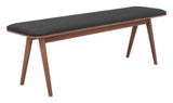 Kazwali Wood Black and Walnut Bench Dining Benches LOOMLAN By Zuo Modern