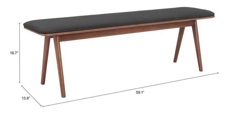 Kazwali Wood Black and Walnut Bench Dining Benches LOOMLAN By Zuo Modern