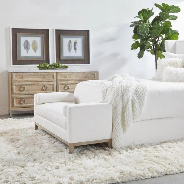 Keaton Upholstered Bench LiveSmart Peyton-Pearl Natural Oak Bedroom Benches LOOMLAN By Essentials For Living