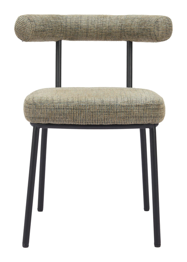 Kede Black Steel Green Tweed Armless Dining Chair (Set of 2) Dining Chairs LOOMLAN By Zuo Modern