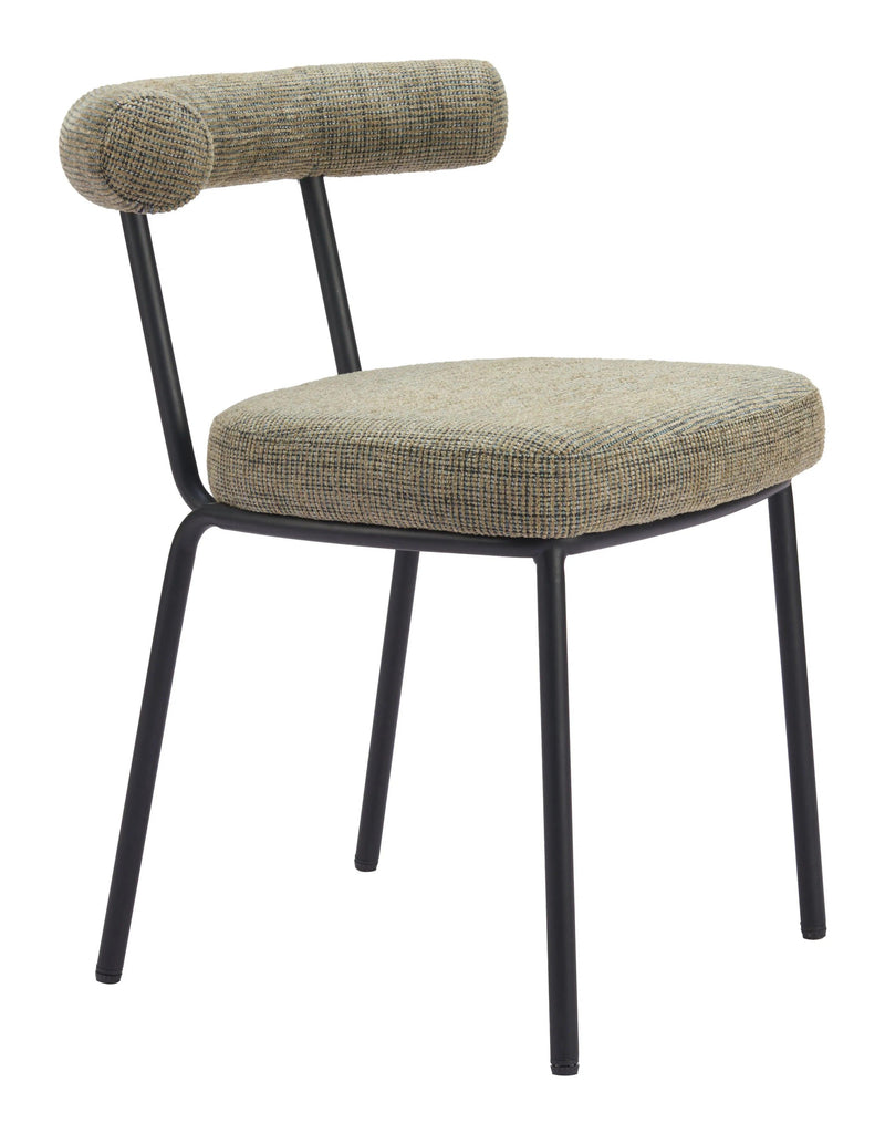 Kede Black Steel Green Tweed Armless Dining Chair (Set of 2) Dining Chairs LOOMLAN By Zuo Modern