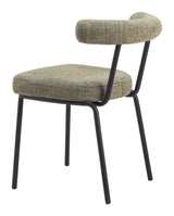 Kede Black Steel Green Tweed Armless Dining Chair (Set of 2) Dining Chairs LOOMLAN By Zuo Modern