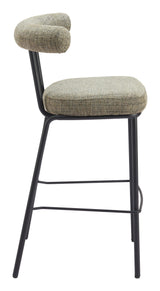 Kede Steel Green Tweed Barstool Bar Stools LOOMLAN By Zuo Modern