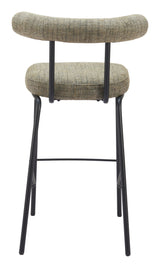 Kede Steel Green Tweed Barstool Bar Stools LOOMLAN By Zuo Modern