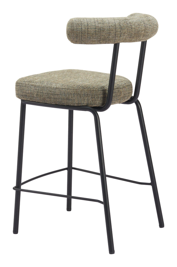 Kede Steel Green Tweed Counter Stool Counter Stools LOOMLAN By Zuo Modern