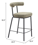 Kede Steel Green Tweed Counter Stool Counter Stools LOOMLAN By Zuo Modern