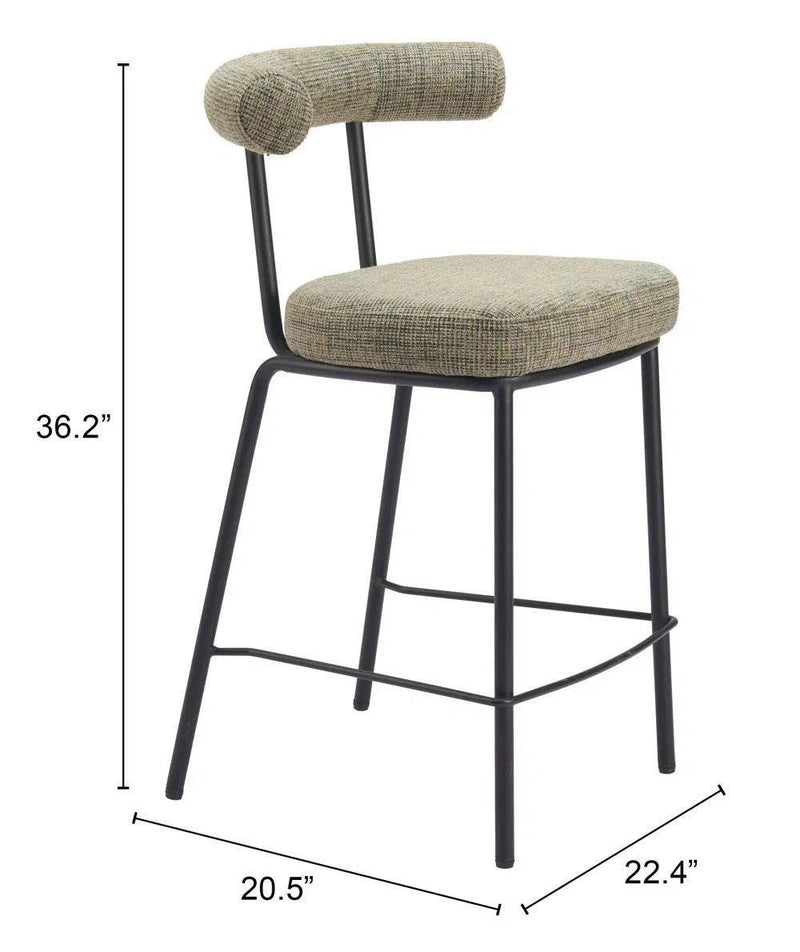 Kede Steel Green Tweed Counter Stool Counter Stools LOOMLAN By Zuo Modern