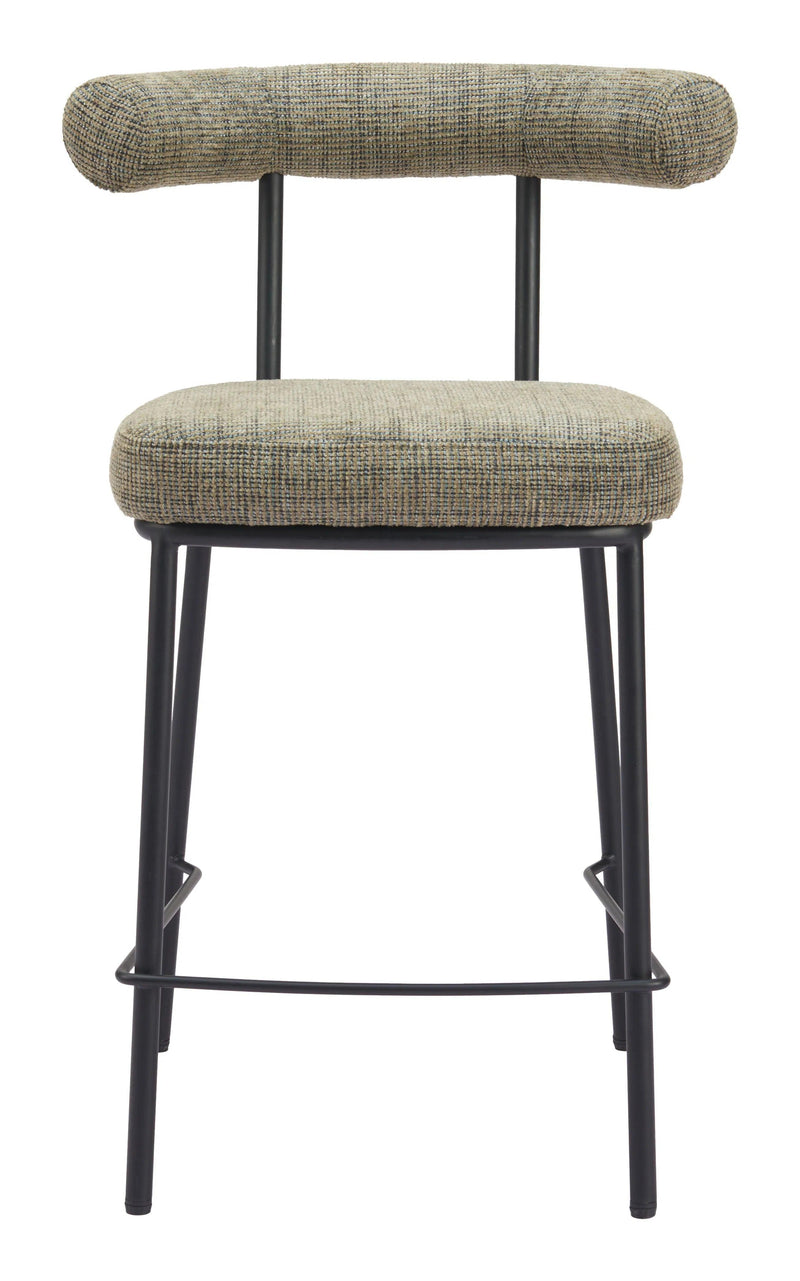 Kede Steel Green Tweed Counter Stool Counter Stools LOOMLAN By Zuo Modern