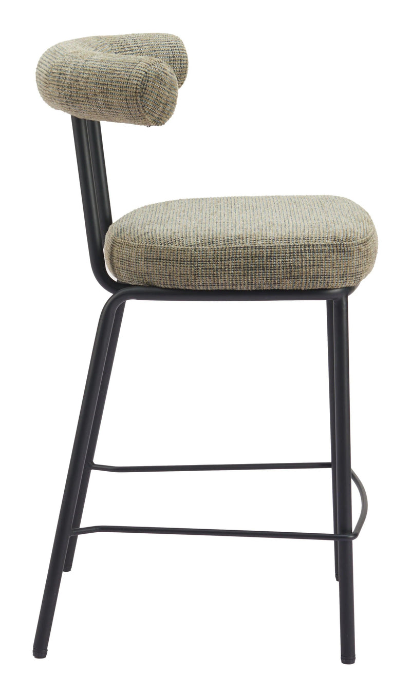 Kede Steel Green Tweed Counter Stool Counter Stools LOOMLAN By Zuo Modern