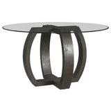 Kellan Rubber Wood and Glass Black Round Dining Table Dining Tables LOOMLAN By Bassett Mirror