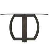 Kellan Rubber Wood and Glass Black Round Dining Table Dining Tables LOOMLAN By Bassett Mirror