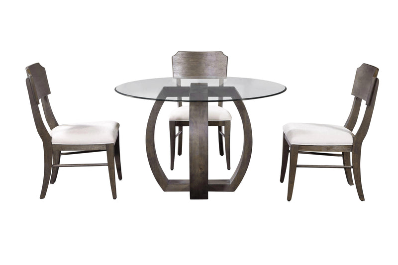 Kellan Rubber Wood and Glass Black Round Dining Table Dining Tables LOOMLAN By Bassett Mirror