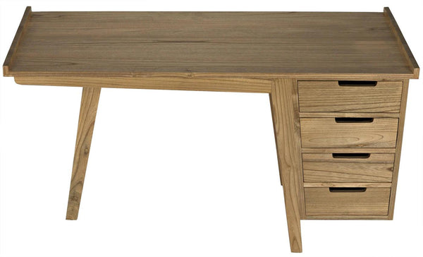 Kennedy Desk, Natural Tone Home Office Desk With Drawers Home Office Desks LOOMLAN By Noir