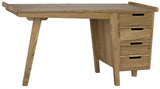 Kennedy Desk, Natural Tone Home Office Desk With Drawers Home Office Desks LOOMLAN By Noir