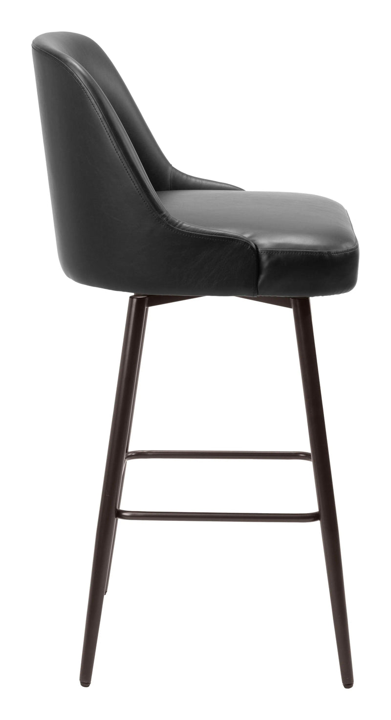 Keppel Swivel Barstool Black & Bronze Bar Stools LOOMLAN By Zuo Modern