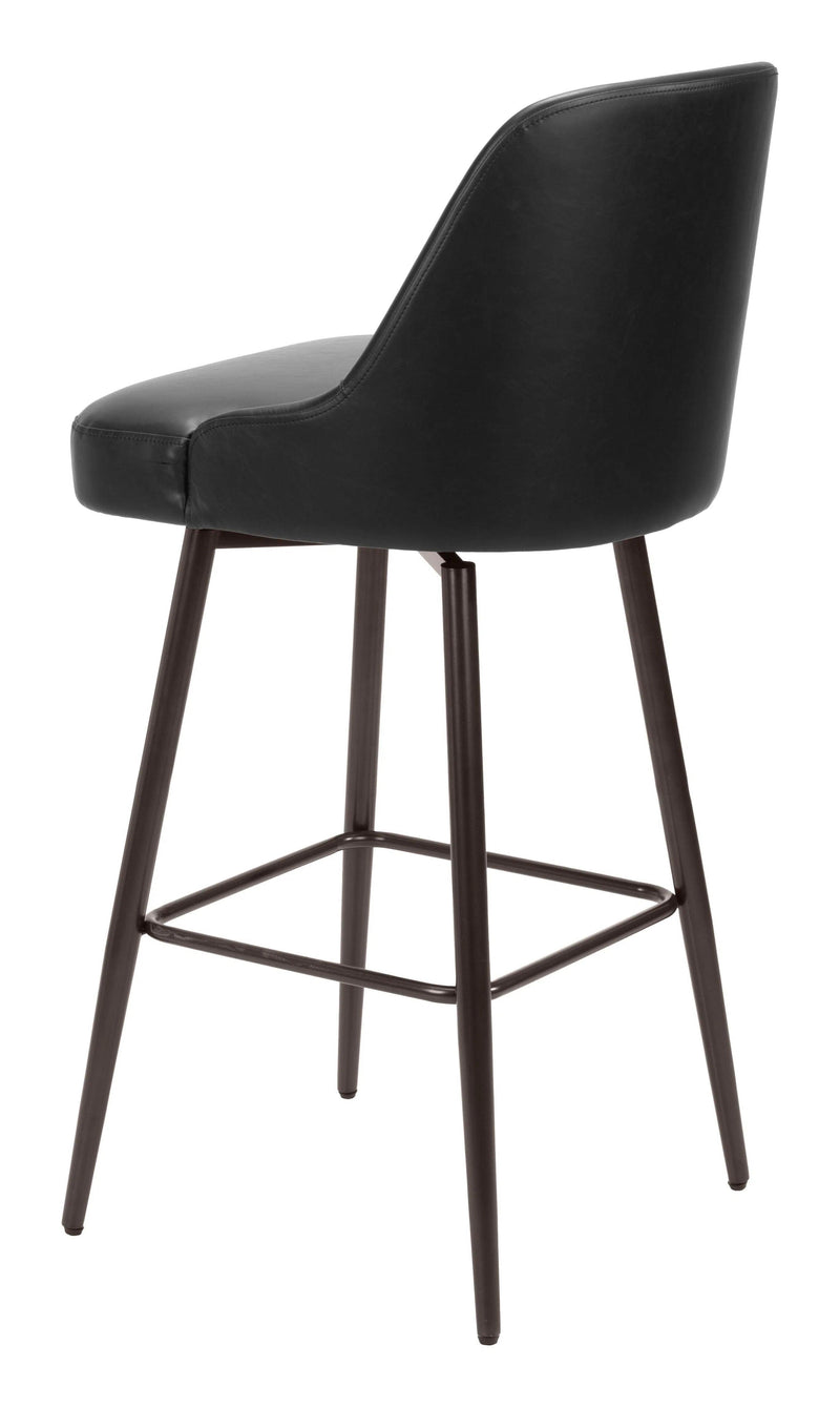 Keppel Swivel Barstool Black & Bronze Bar Stools LOOMLAN By Zuo Modern