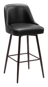 Keppel Swivel Barstool Black & Bronze Bar Stools LOOMLAN By Zuo Modern